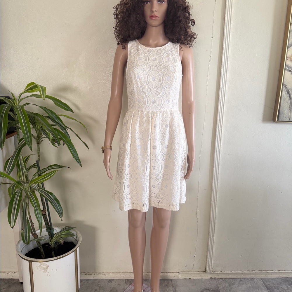 Kensie Ivory Lace Sleeveless Mini Dress